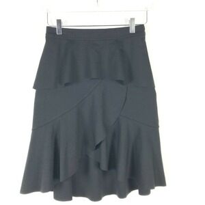 Club Monaco Skirt Womens 4 Small Black Mini Ruffle Layered Asymmetrical Hem New